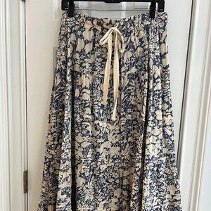 The Great Floral Maxi Skirt - Dusty Blue and Ivory - Size 3